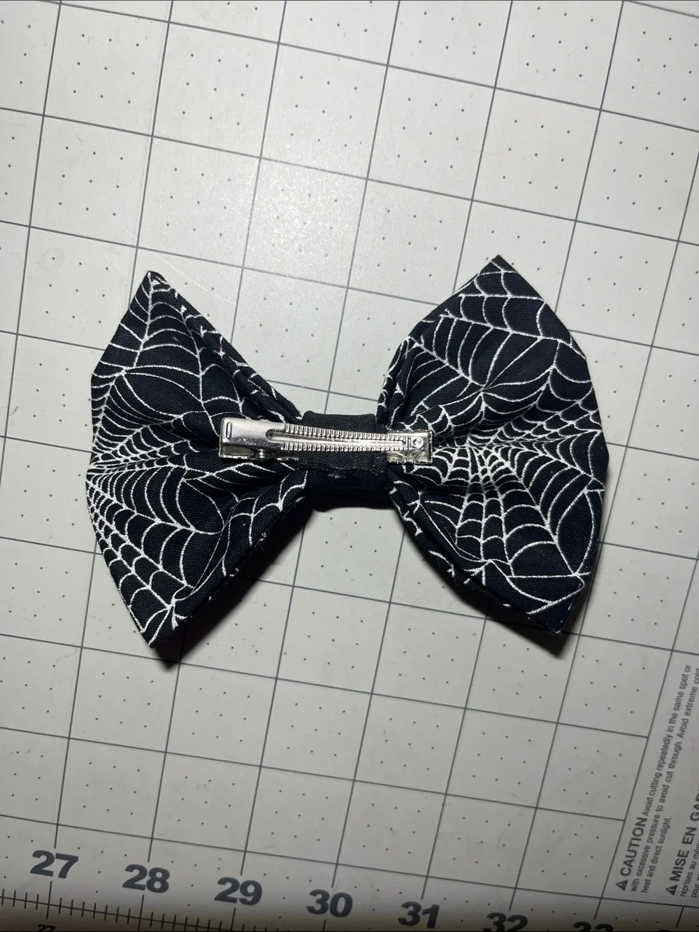 Black Spiderweb Bow Hair Clip for Kids
